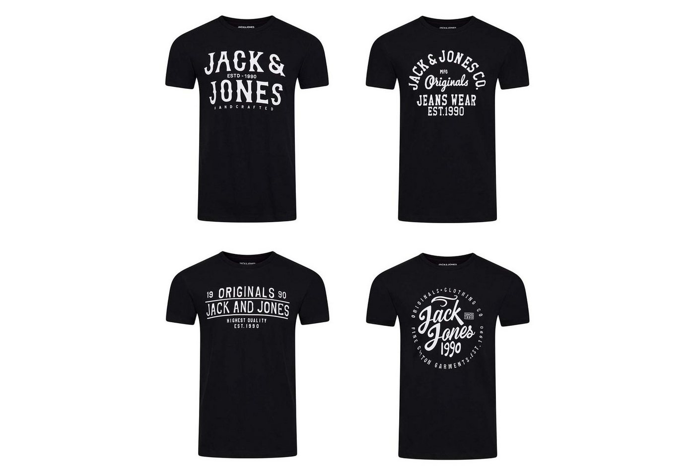 Jack & Jones T-Shirt Herren Logoprintshirt JJLINO Regualar Fit (4-tlg) Kurzarm Tee Shirt mit Rundhalsausschnitt aus 100% Baumwolle von Jack & Jones