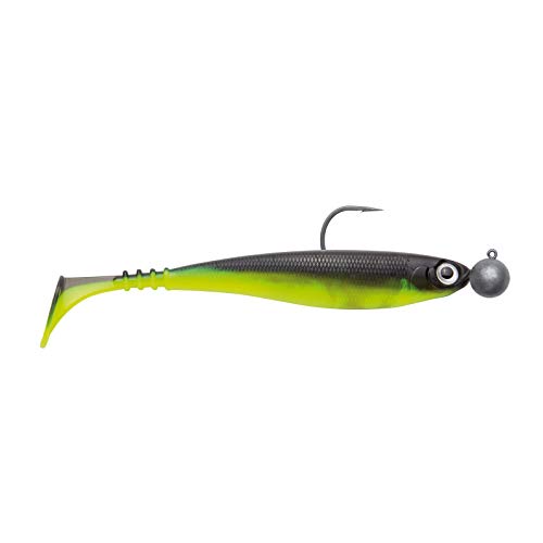 Jackson Unisex – Erwachsene 10C4050801037695C10 Gummifisch Zander Angeln Zanderbait 12cm Rigged Lime Black Back, Bunt, Normal von Jackson