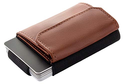 Jaimie Jacobs Minimalist Wallet Nano Boy Pocket Mini Geldbörse aus Textil mit Zugband schmaler Kartenhalter für Herren und Damen (Dunkelbraun) von Jaimie Jacobs