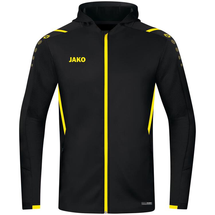 Jako Trainingsjacke Challenge mit Kapuze 6821 schwarz/citro Gr. 34 von Jako