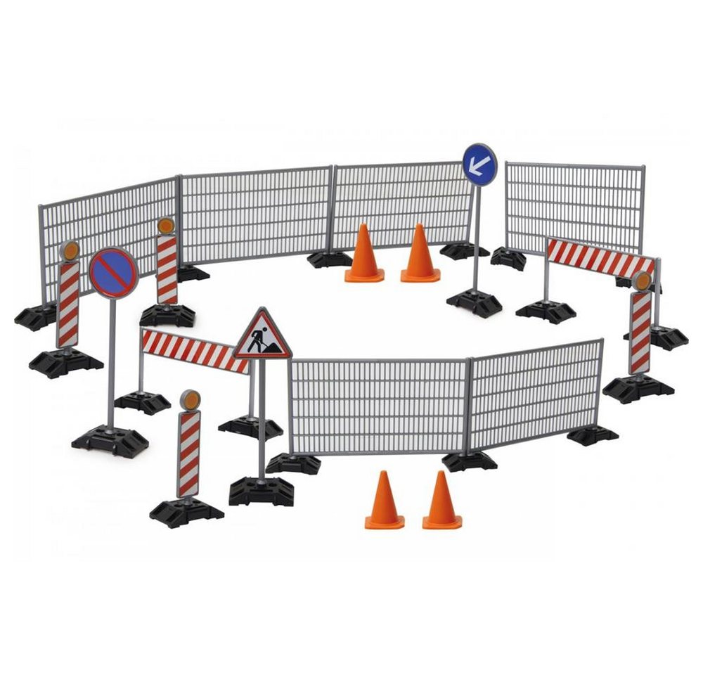 Jamara Spielwelt Baustellenset 1:20 38-teilig, mit Schranke, Pylone, Warnschilder, Verkehrsschilder, Spielset von Jamara