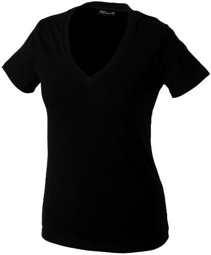 James & Nicholson Damen Fitness T-Shirt V-Ausschnitt, Black, M, JN004 bl von James & Nicholson