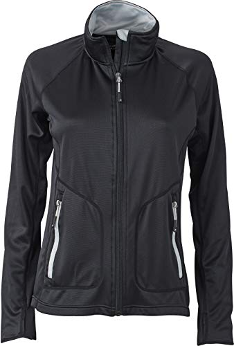 James & Nicholson Damen Stretchfleece Jacket Jacke, Schwarz (Black/Silver), 38 (Herstellergröße: L) von James & Nicholson