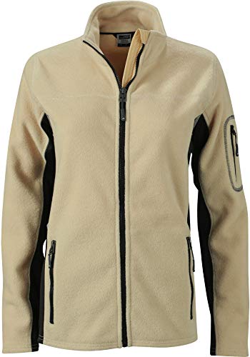 James & Nicholson Damen Workwear Fleece Jacket Jacke, Beige (Stone/Black), 42 (Herstellergröße: XXL) von James & Nicholson