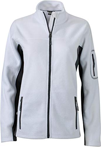 James & Nicholson Damen Workwear Fleece Jacket Jacke, Weiß (White/Carbon), 36 (Herstellergröße: M) von James & Nicholson