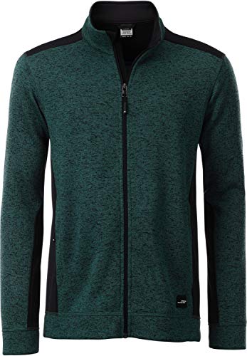 James & Nicholson Herren Knitted Workwear Fleece Jacke, Grün (Dark-Green-Melange/Black), XXX-Large von James & Nicholson