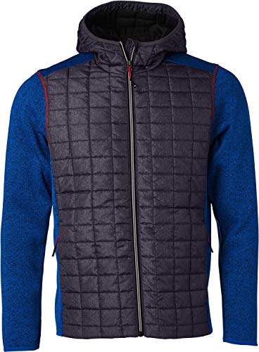 James & Nicholson Herren Men's Knitted Hybrid Jacket Jacke, Blau (Royal-Melange/Anthracite-Melange), Large von James & Nicholson
