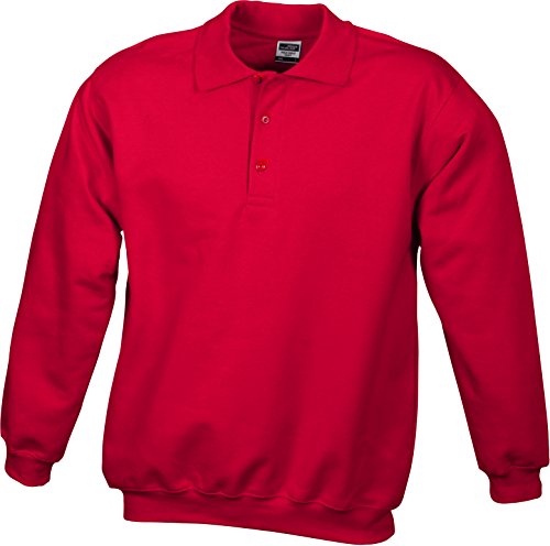 James & Nicholson Herren Polo-Sweat Heavy Sweatshirt, Rot (Red), Medium von James & Nicholson