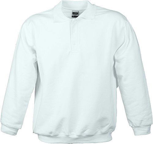 James & Nicholson Herren Polo-Sweat Heavy Sweatshirt, Weiß (White), X-Large von James & Nicholson