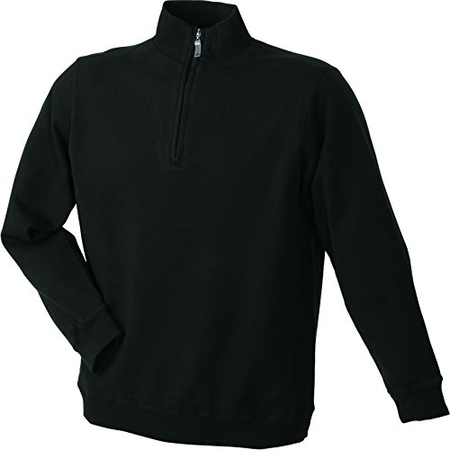 James & Nicholson Herren Round-Neck Zip Sweatshirt, Schwarz (Black), Large von James & Nicholson