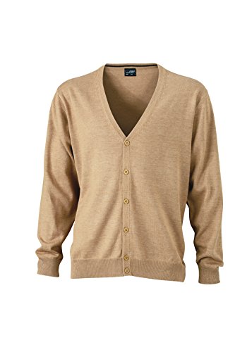 James & Nicholson Herren V-Neck Cardigan Strickjacke, Beige (Camel), Medium von James & Nicholson