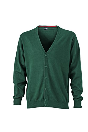 James & Nicholson Herren V-Neck Cardigan Strickjacke, Grün (Forest), Small von James & Nicholson