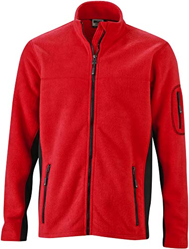 James & Nicholson Herren Workwear Fleece Jacket Jacke, Rot (Red/Black), Large von James & Nicholson