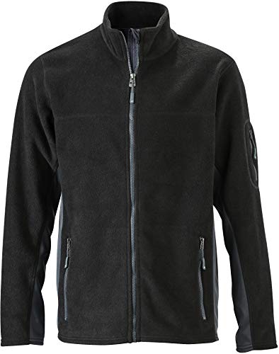 James & Nicholson Herren Workwear Fleece Jacket Jacke, Schwarz (Black/Carbon), Large von James & Nicholson