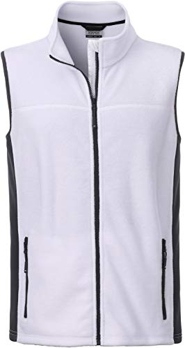 James & Nicholson Herren Workwear Fleece Outdoor Weste, Weiß (White/Carbon), XX-Large von James & Nicholson