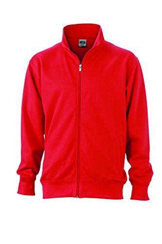 James & Nicholson Herren Workwear Sweat Jacket Sweatshirt, Rot (Red), X-Large von James & Nicholson