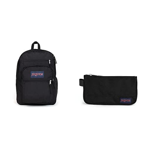 Jansport Big Student Rucksack, 43 cm, 34 L, Schwarz (Black) +Jansport Medium Accessory Pouch, 22 cm, 0.8 L, Schwarz (Black) von JanSport