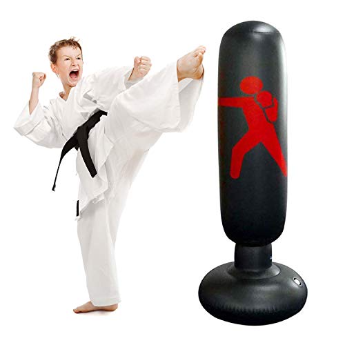 Boxsack Kinder 160cm, JanTeelGO Boxsack Stehend für Sofortiges Zurückprallen zum Üben von Karate, Taekwondo und zur Entlastung von Pent Up Energy Für Jugendliche Erwachsene von JANTEELGO