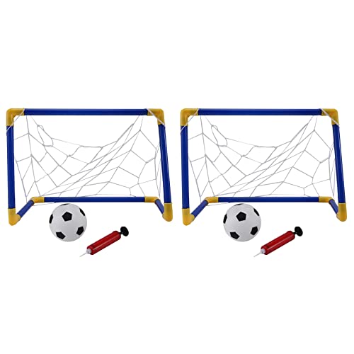 Janasiba 2X Faltbares Mini-Fußball-Fußball-Torpfosten-Netz-Set mit Pump Kids Sport Indoor-Outdoor-Spiele Spielzeug von Janasiba