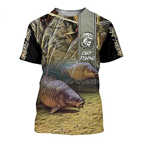 Jane Aigle Männer Hoodies 3D-Druck T-Shirt Karpfen Mode Tierfischen Kunst T-Shirt T-Shirts Shorts Ärmel Bekleidung Unisex Kurzarm-Shirt von Jane Aigle