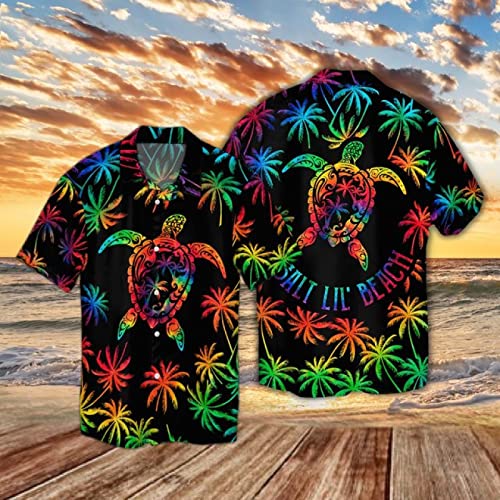 Jane Aigle Sommer Kurzarm Hemden Schildkröte Blau Ozean 3D Gedruckt Hawaii Hemd Herren Lässig Strandhemd von Jane Aigle