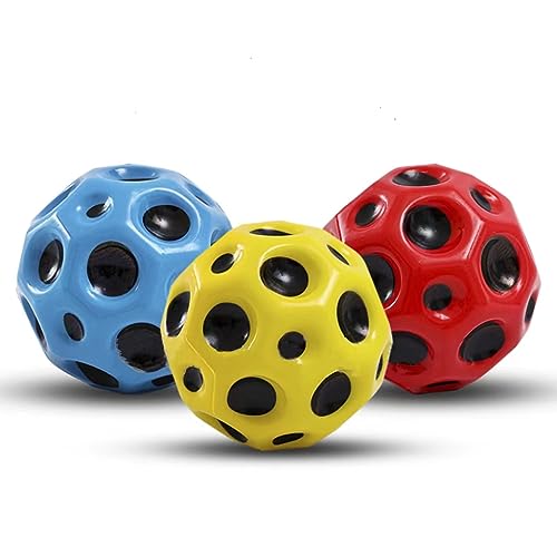 Cool Space Balls Extreme High Bouncing Ball & Pop Sounds Meteor Space Ball Rubber Bounce Ball Sensory Ball Easy to Grip & Catch Sport Training Ball for Indoor Outdoor Play (A) von Jannity
