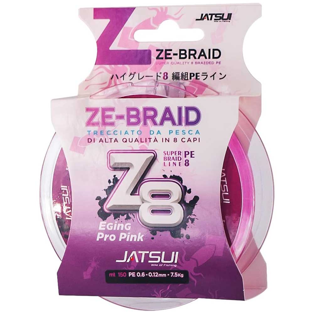 Jatsui Eging Pro Ze Z8 Braided Line 150 M Rosa 0.100 mm von Jatsui