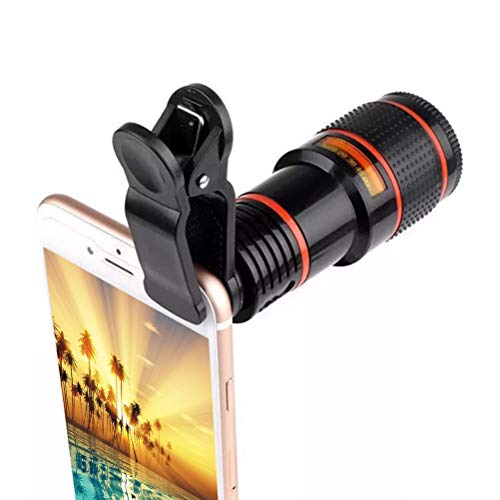 Jauarta Handy-Kameraobjektiv, Teleobjektiv mit 8-fachem Optischen Zoom, Clip-on-Smartphone-Objektiv, mit Professionellem HD-Glas (Schwarz) von Jauarta