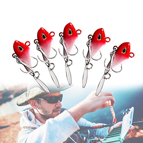 Angelköder,Fishing Spin Jig 5er Set,Jig Spinner Spinnerbait VIB Köder,mit Rotierende Pailletten, Fishing Jig-Spinner,Barsch Zander Hecht Köder,Kunstköder Spinner Bait,optimaler Barschköder (Rot) von Jauhmui