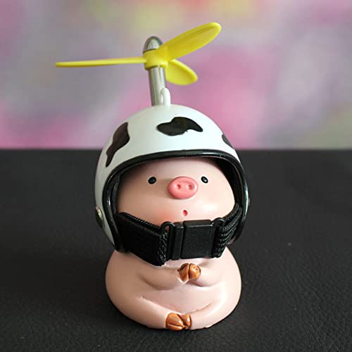 Jauhmui Fahrrad Motorrad Dekoration,Motorrad-Lenker Verzierung Schwein mit Propeller Helm,Mini Schwein Figur,Auto Armaturenbrett Dekore,Motorrad Fahrrad Schwein Helm Spielzeug,Fahrradzubehör (Stil 4) von Jauhmui