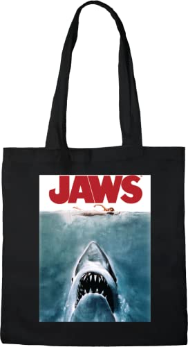 Jaws BWJAWSMBB001 Tote Bag Poster, schwarz, 38 x 40 cm von Jaws
