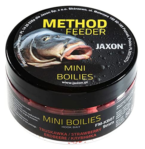 Jaxon Boilies 9mm 50g für Method Feeder Methode Karpfenangeln Karpfenfischen Grundfutter (Erdbeere/FM-KB07) von Jaxon