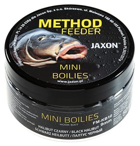 Jaxon Boilies 9mm 50g für Method Feeder Methode Karpfenangeln Karpfenfischen Grundfutter (schwarzer Heilbutt/FM-KB10) von Jaxon
