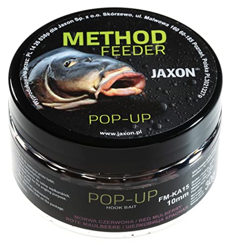 Jaxon Boilies POP-UP 10mm 30g für Method Feeder Methode Karpfenangeln Karpfenfischen Grundfutter (Rote Maulbeere/FM-KA15) von Jaxon