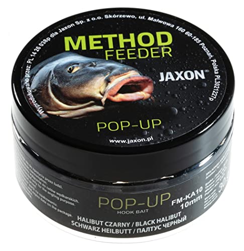 Jaxon Boilies POP-UP 10mm 30g für Method Feeder Methode Karpfenangeln Karpfenfischen Grundfutter (schwarzer Heilbutt/FM-KA10) von Jaxon