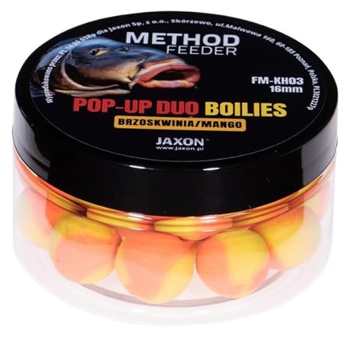 Jaxon Boilies POP-UP Duo Color Method Feeder 16mm 40g Karpfenangeln Karpfenfischen Grundfutter (PFIRSICH/Mango FM-KH03) von Jaxon