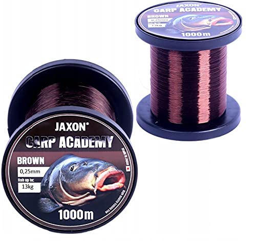 Jaxon Karpfenschnur Angelschnur CARP Academy 1000m Spule 0,25-0,35mm Feederschnur Karpfen Monofile (1000m/0,25mm/13kg), Braun von Jaxon