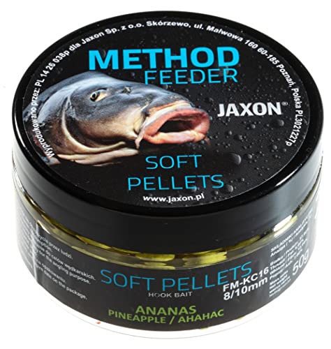 Jaxon Soft weiche Pellets 8/10mm 50g für Method Feeder Methode Karpfenangeln Karpfenfischen Grundfutter (Ananas/FM-KC16) von Jaxon