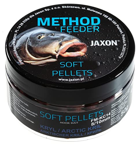 Jaxon Soft weiche Pellets 8/10mm 50g für Method Feeder Methode Karpfenangeln Karpfenfischen Grundfutter (Arktischer Krill/FM-KC14) von Jaxon