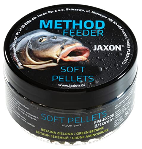 Jaxon Soft weiche Pellets 8/10mm 50g für Method Feeder Methode Karpfenangeln Karpfenfischen Grundfutter (Betaingrün/FM-KC08) von Jaxon
