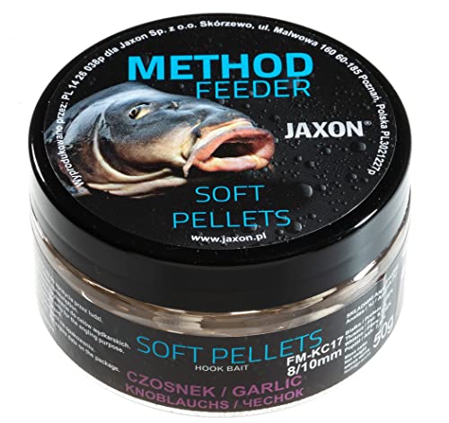 Jaxon Soft weiche Pellets 8/10mm 50g für Method Feeder Methode Karpfenangeln Karpfenfischen Grundfutter (Knoblauch/FM-KC17) von Jaxon