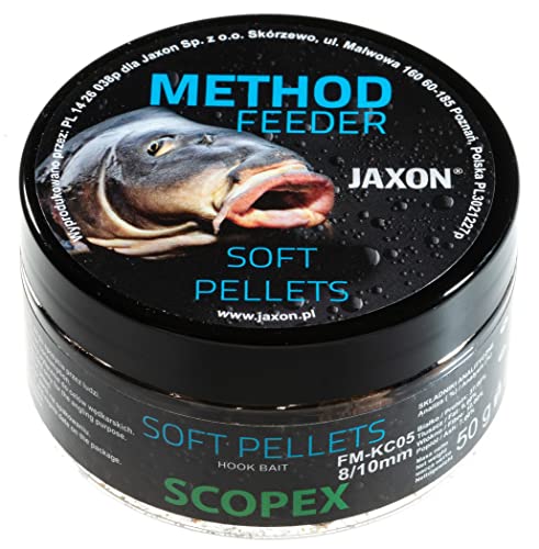 Jaxon Soft weiche Pellets 8/10mm 50g für Method Feeder Methode Karpfenangeln Karpfenfischen Grundfutter (Scopex/FM-KC05) von Jaxon