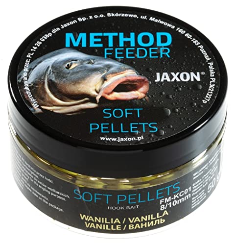 Jaxon Soft weiche Pellets 8/10mm 50g für Method Feeder Methode Karpfenangeln Karpfenfischen Grundfutter (Vanille/FM-KC01) von Jaxon
