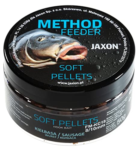 Jaxon Soft weiche Pellets 8/10mm 50g für Method Feeder Methode Karpfenangeln Karpfenfischen Grundfutter (Wurst/FM-KC18) von Jaxon
