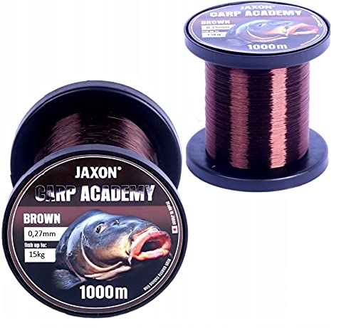 Karpfenschnur Angelschnur Jaxon CARP Academy 1000m Spule 0,25-0,35mm Feederschnur Karpfen Monofile (1000m/0,27mm/15kg), Braun von Jaxon