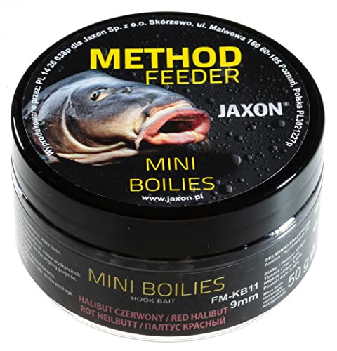 Jaxon Boilies 9mm 50g für Method Feeder Methode Karpfenangeln Karpfenfischen Grundfutter (roter Heilbutt/FM-KB11) von Jaxon