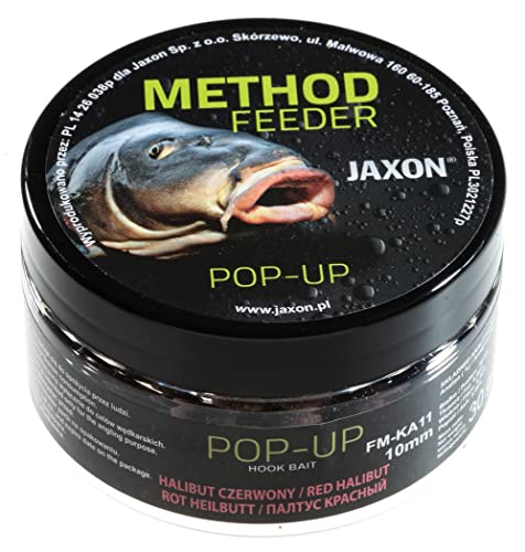 Jaxon Boilies POP-UP 10mm 30g für Method Feeder Methode Karpfenangeln Karpfenfischen Grundfutter (roter Heilbutt/FM-KA11), Halibut Czerwony von Jaxon