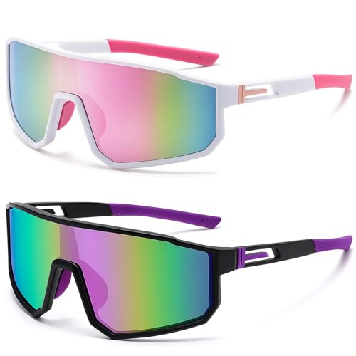 2 Stück schnelle brille, schnelle brille damen, schnelle brille herren, schnelle brille kinder, schnelle brille kinder, Sportbrille mit UV400 Schutz, Winddichte Rennrad Brille,Sportbrille Kinder,Schne von JazRvr