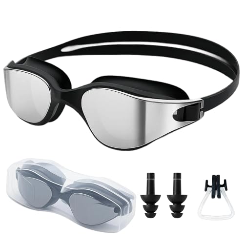 3 Stück schwimmbrille herren, schwimmbrille, schwimmbrille damen, swimming goggles, schwimmbrille erwachsene, Profi Schwimmbrille für Erwachsene und Jugendliche Mit Nasenklammer und Ohrstöpseln von JazRvr