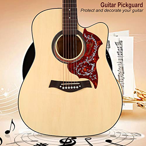 Jeankak Schlagbrett, Scratchplate-Ersatzteile Selbstklebendes Schlagbrett, Akustikgitarre Schlagbrett Schönes Muster Gute Dekoration für Ihre Gitarre 41"Folk Guitar(red) von Jeankak